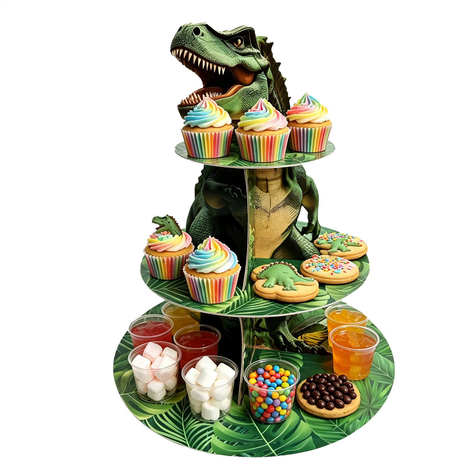 Home Bar Shelves - Cupcake Stand 3 Tiers Dinosaur Shaped