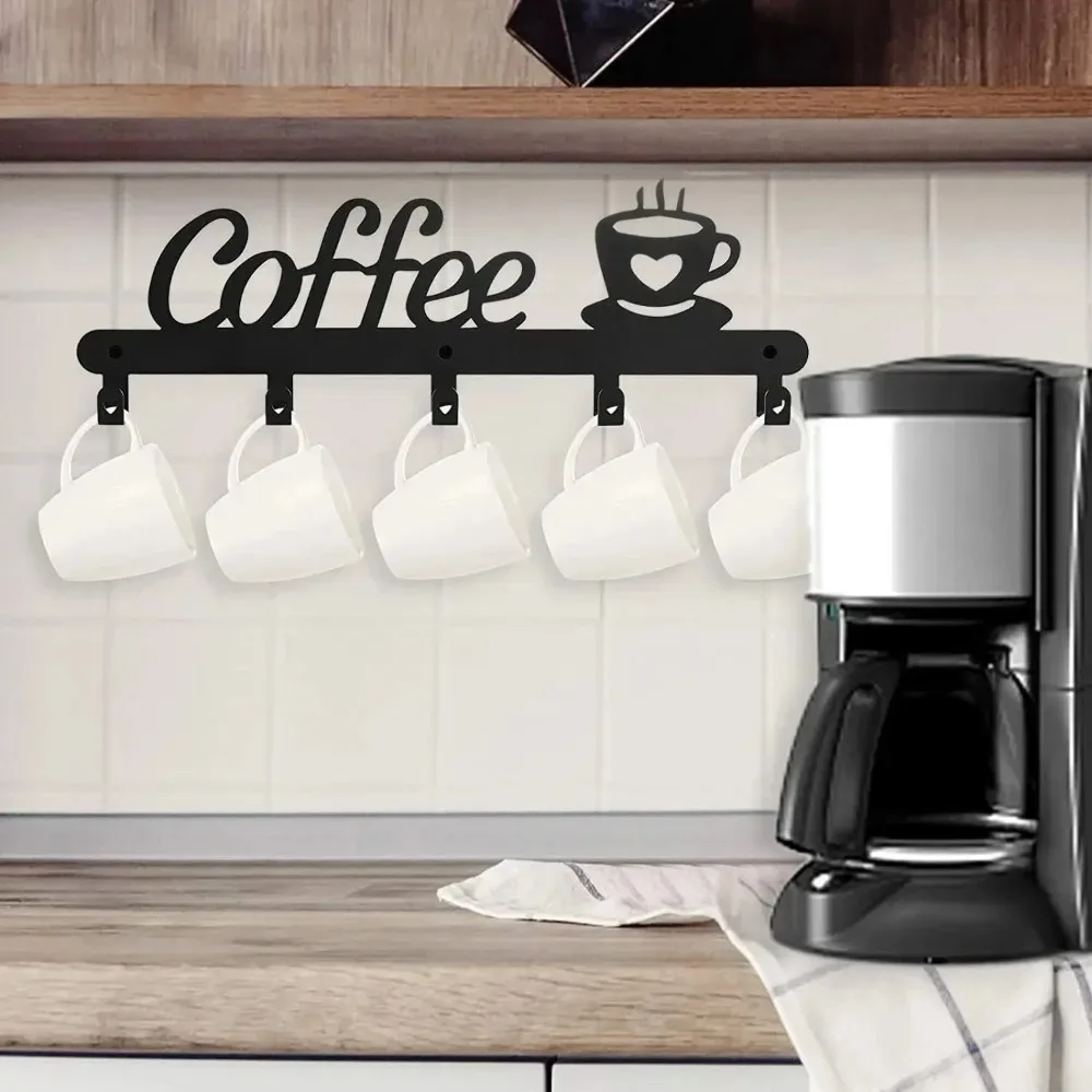 Home Bar Word - Coffee Metal Mug Holder Wall Mounted
