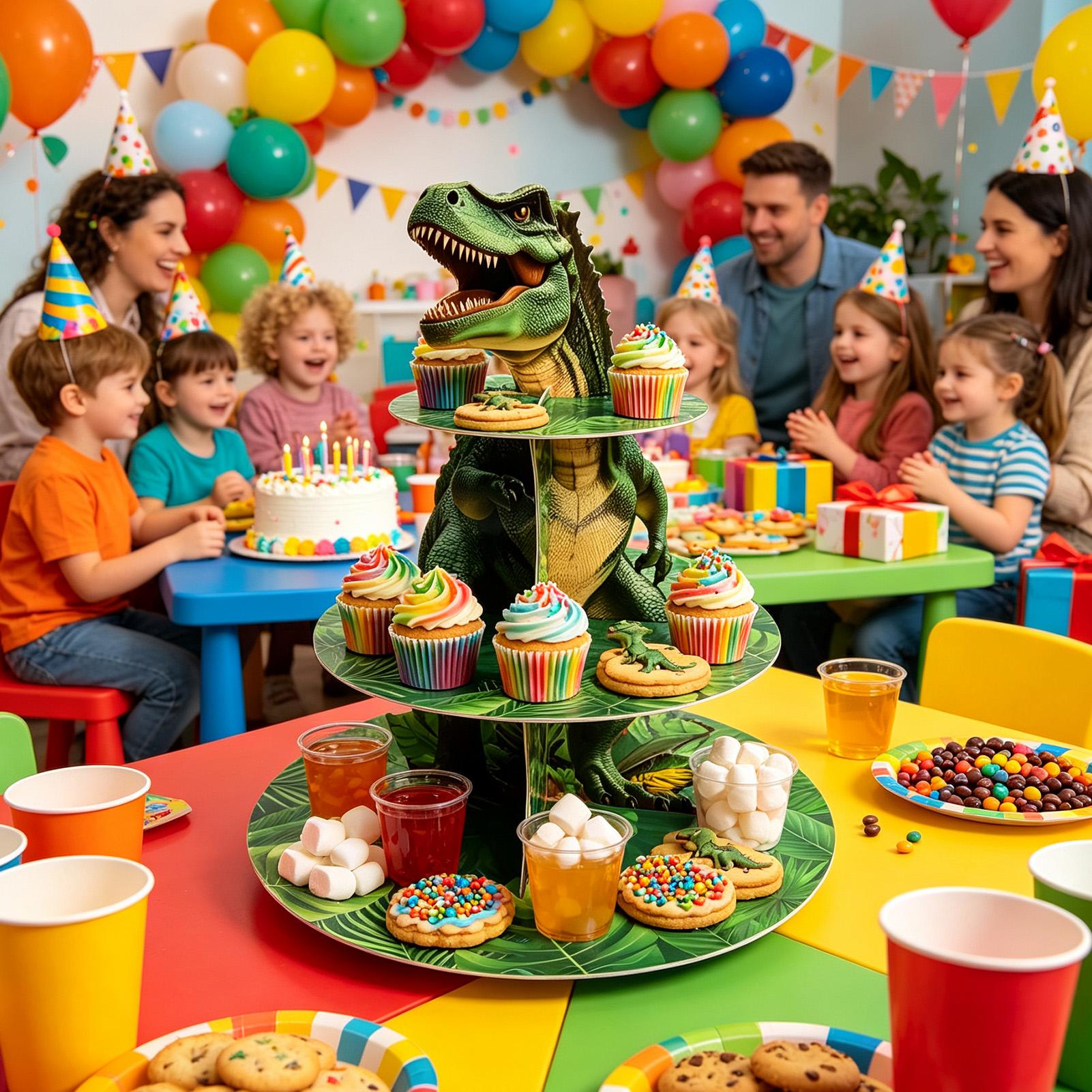 Cupcake Stand 3 Tiers Dinosaur - Home Bar Shelves 评论和价格