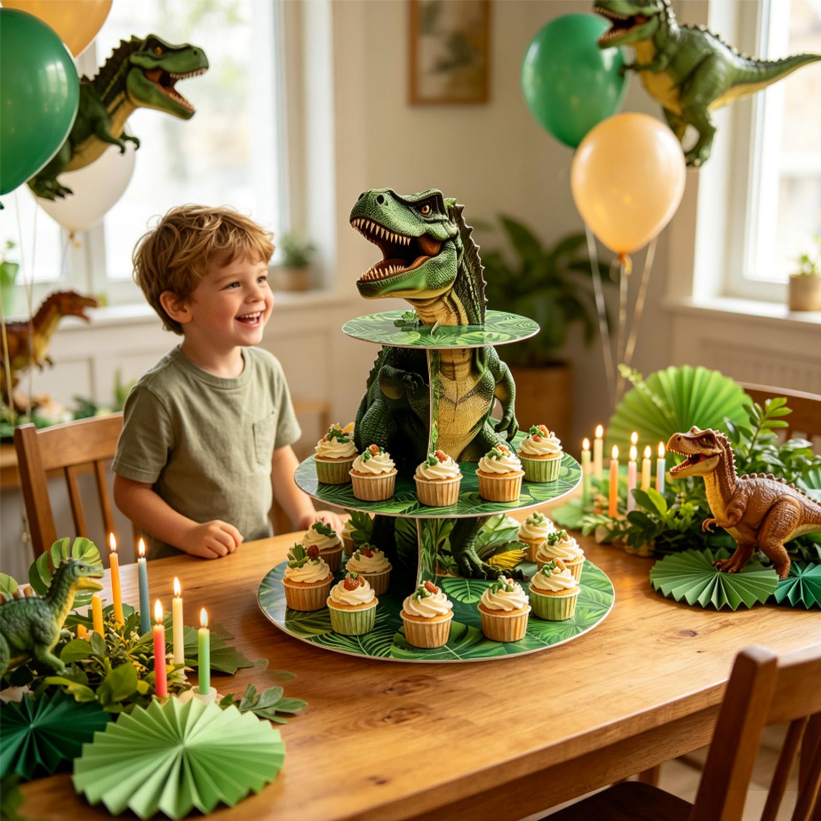 Cupcake Stand 3 Tiers Dinosaur - Home Bar Shelves 评论和价格