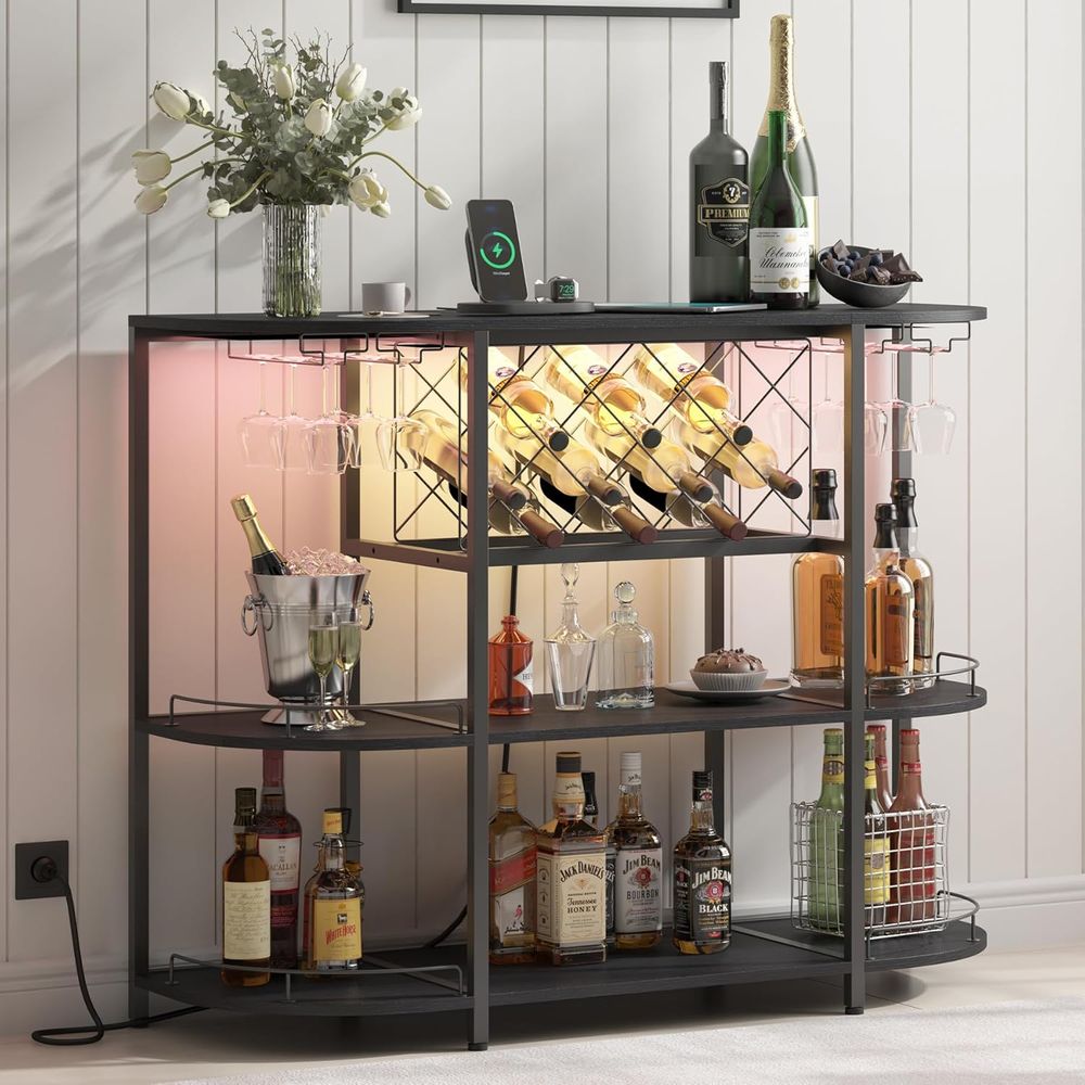 Black 3-Tier Coffee Table with - Home Bar And Kitchen 评论和价格