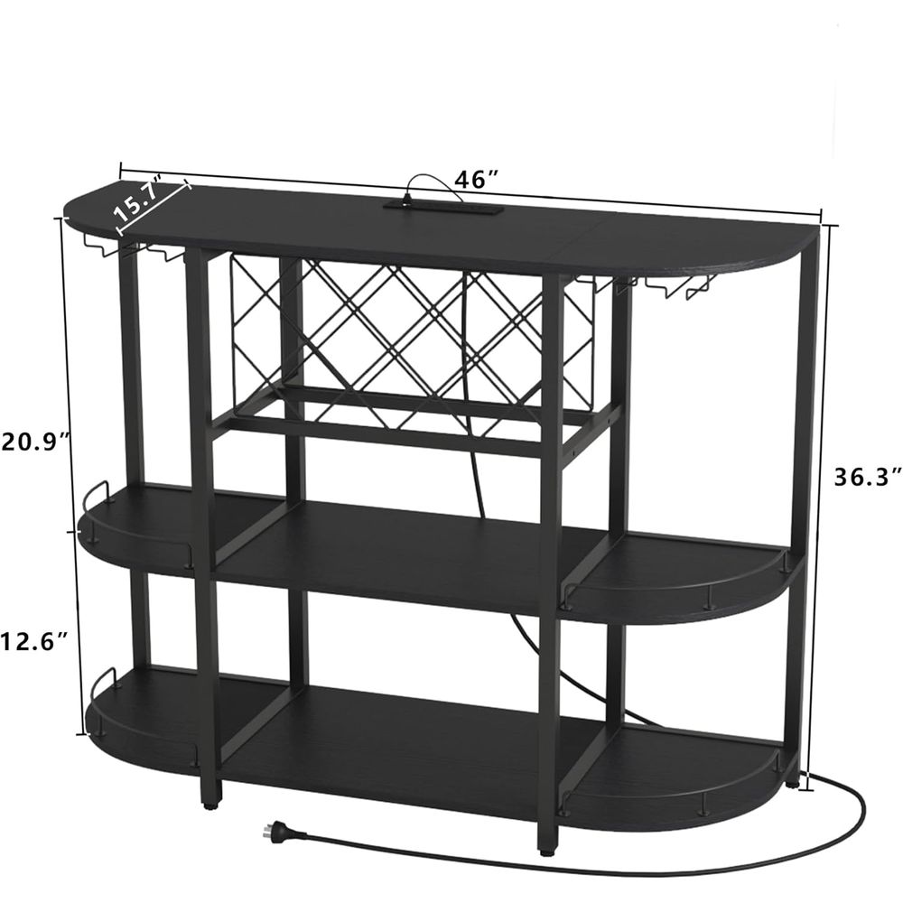 Black 3-Tier Coffee Table with - Home Bar And Kitchen 评论和价格