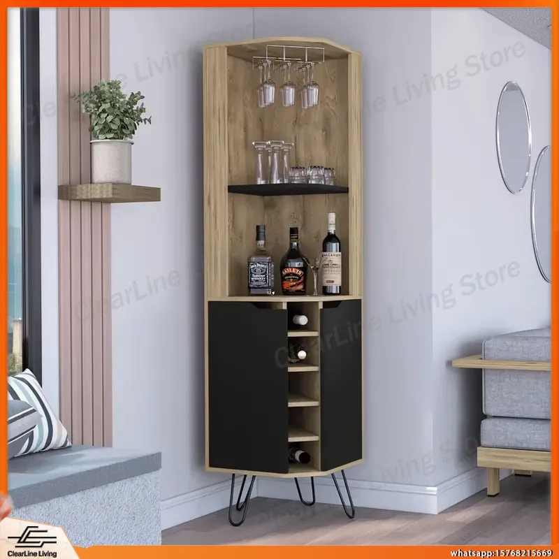Corner Bar Cabinet with 6 Buil - Home Bar Shelves 评论和价格