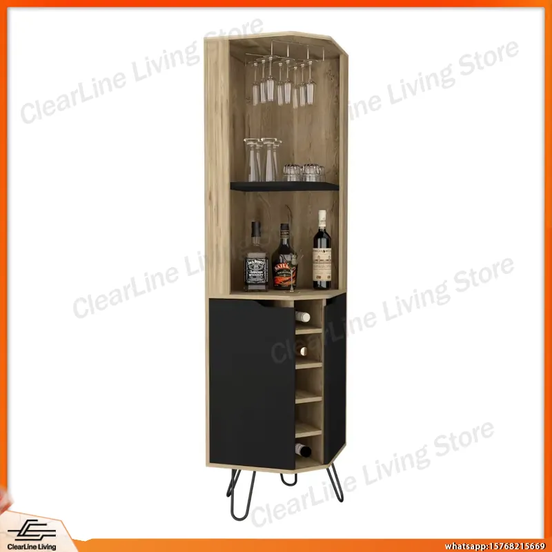 Corner Bar Cabinet with 6 Buil - Home Bar Shelves 评论和价格