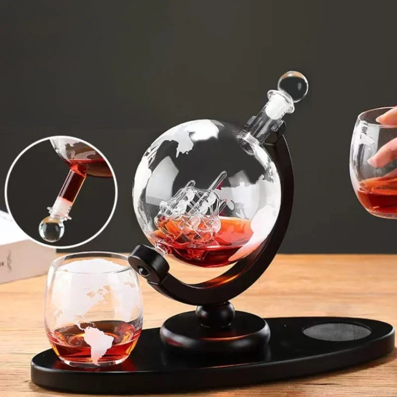 Globe Whiskey Decanter Set Lea - Decanter Globe Set 评论和价格