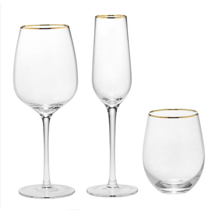 Gold Rimmed Highball Glass Red - Highball Glass Set 评论和价格