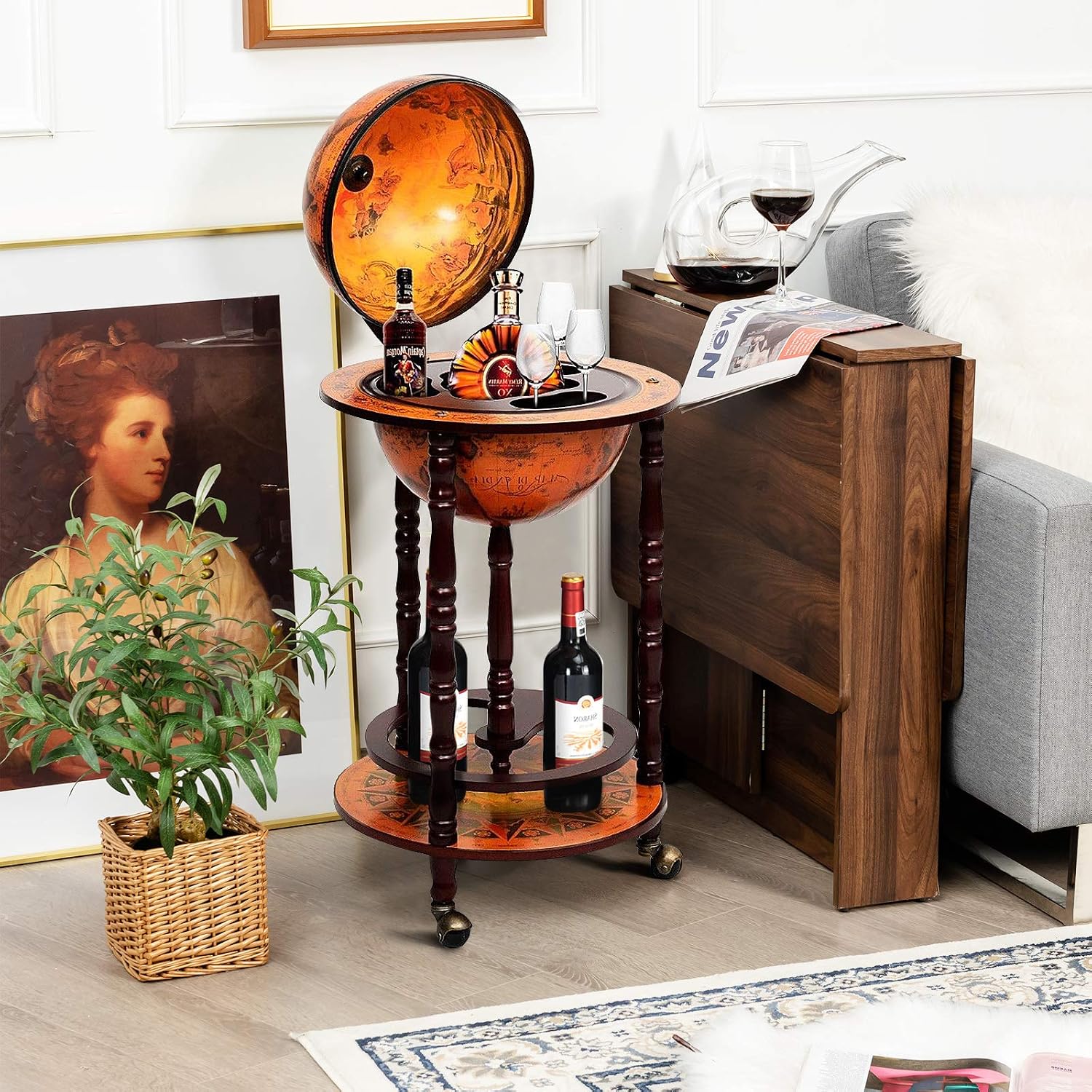 Globe Bar Cart Liquor Bar Cabi - Home Bar Shelves 评论和价格