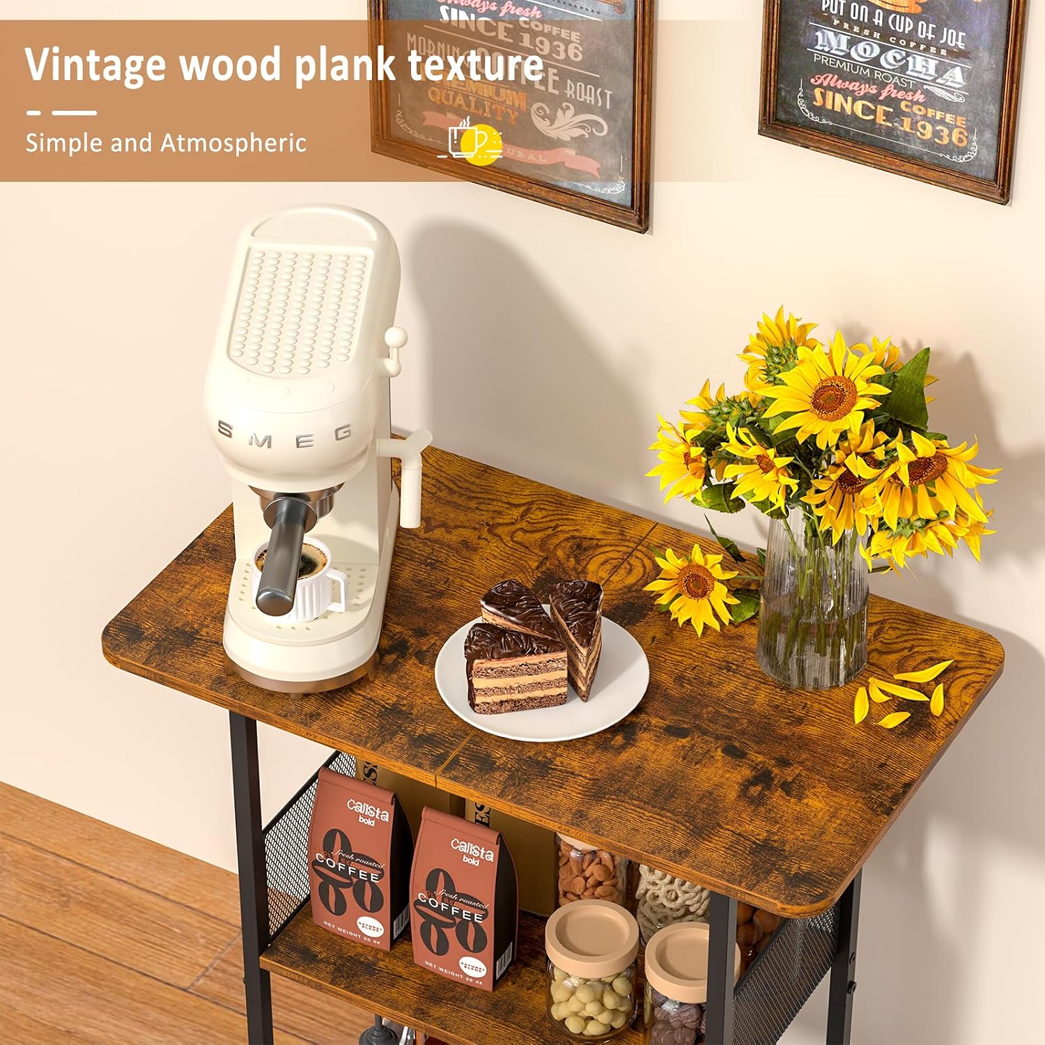 Mini Floor Standing Coffee Bar - Home Bar Shelves 评论和价格