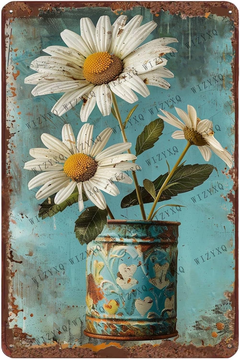 Metal Signs White Daisy Flower - Home Bar And Kitchen 评论和价格