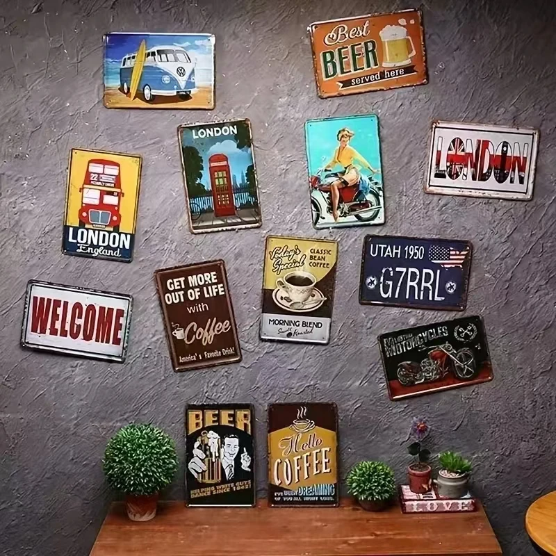 Vintage Iron Wall Sign Flat Me - Home Bar Word 评论和价格