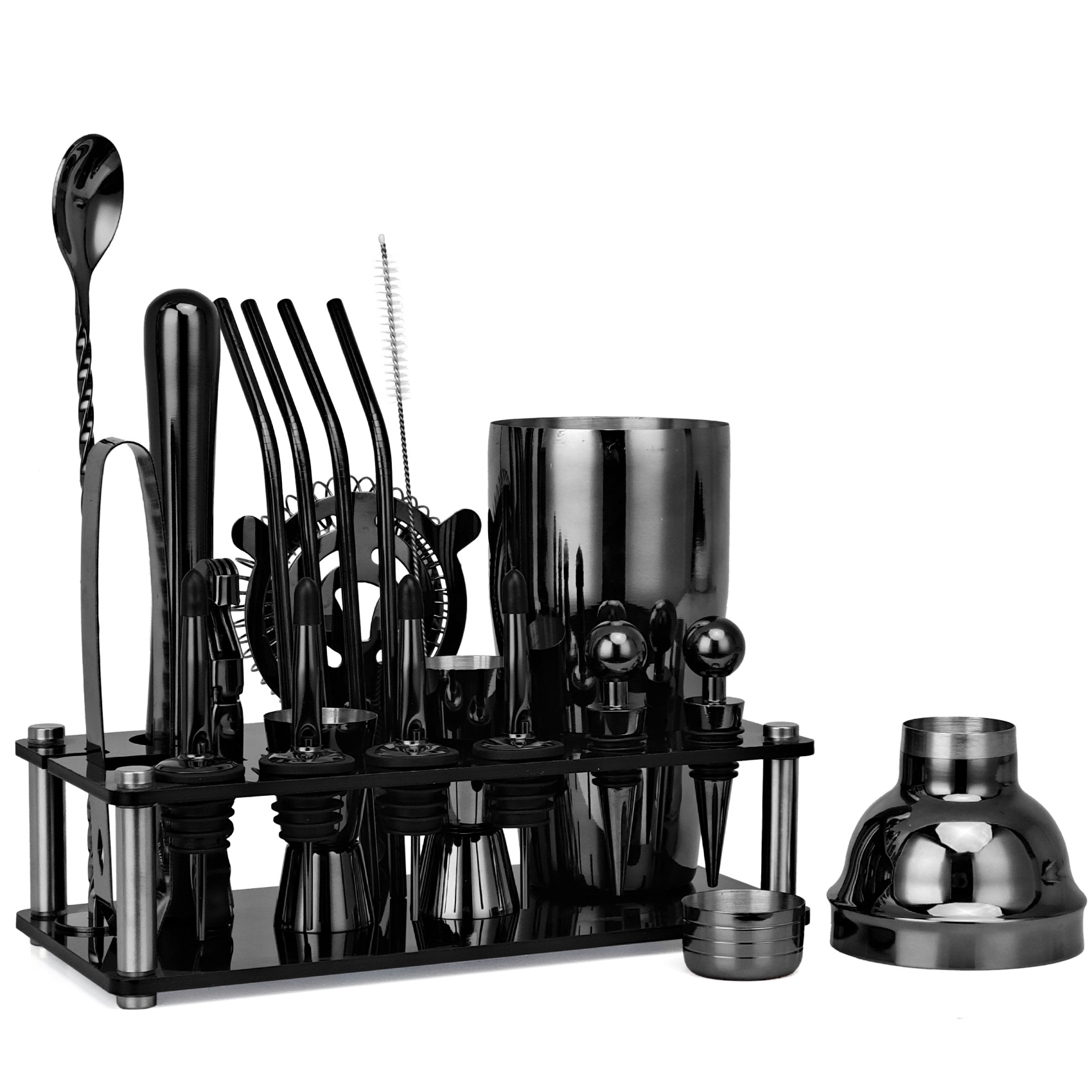 20pcs Black/Rose Gold/Silver 8 - Boston Shaker Set 评论和价格