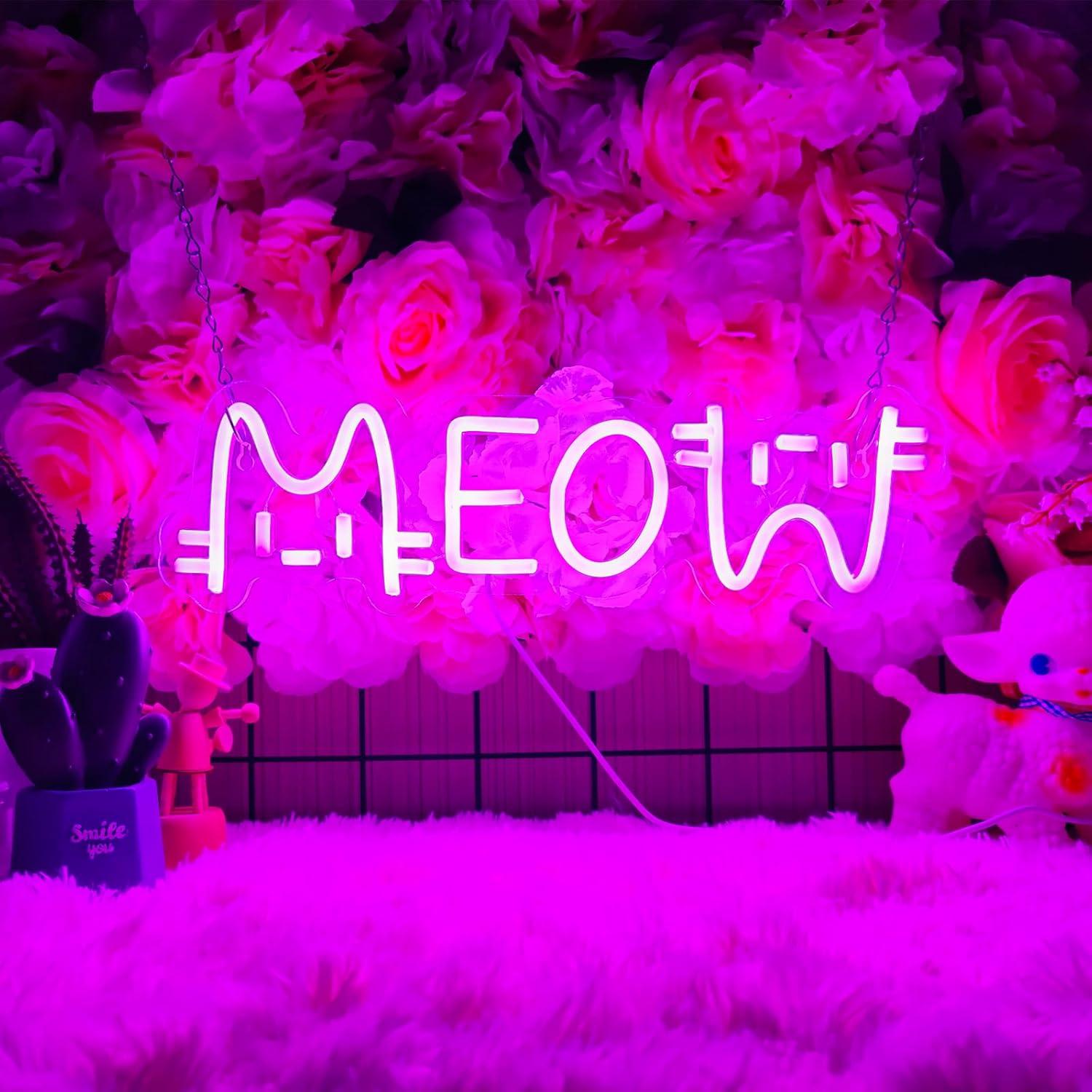 Meow Neon Sign Cat USB Powered - Home Bar Cafe 评论和价格