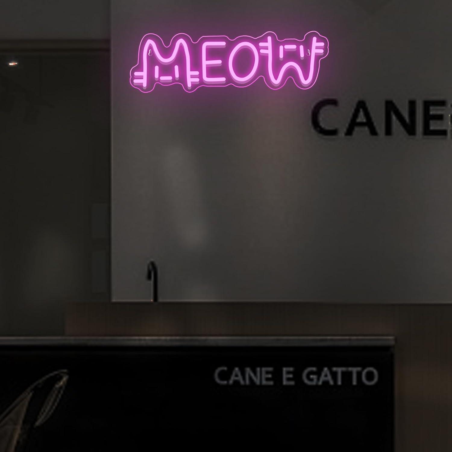 Meow Neon Sign Cat USB Powered - Home Bar Cafe 评论和价格