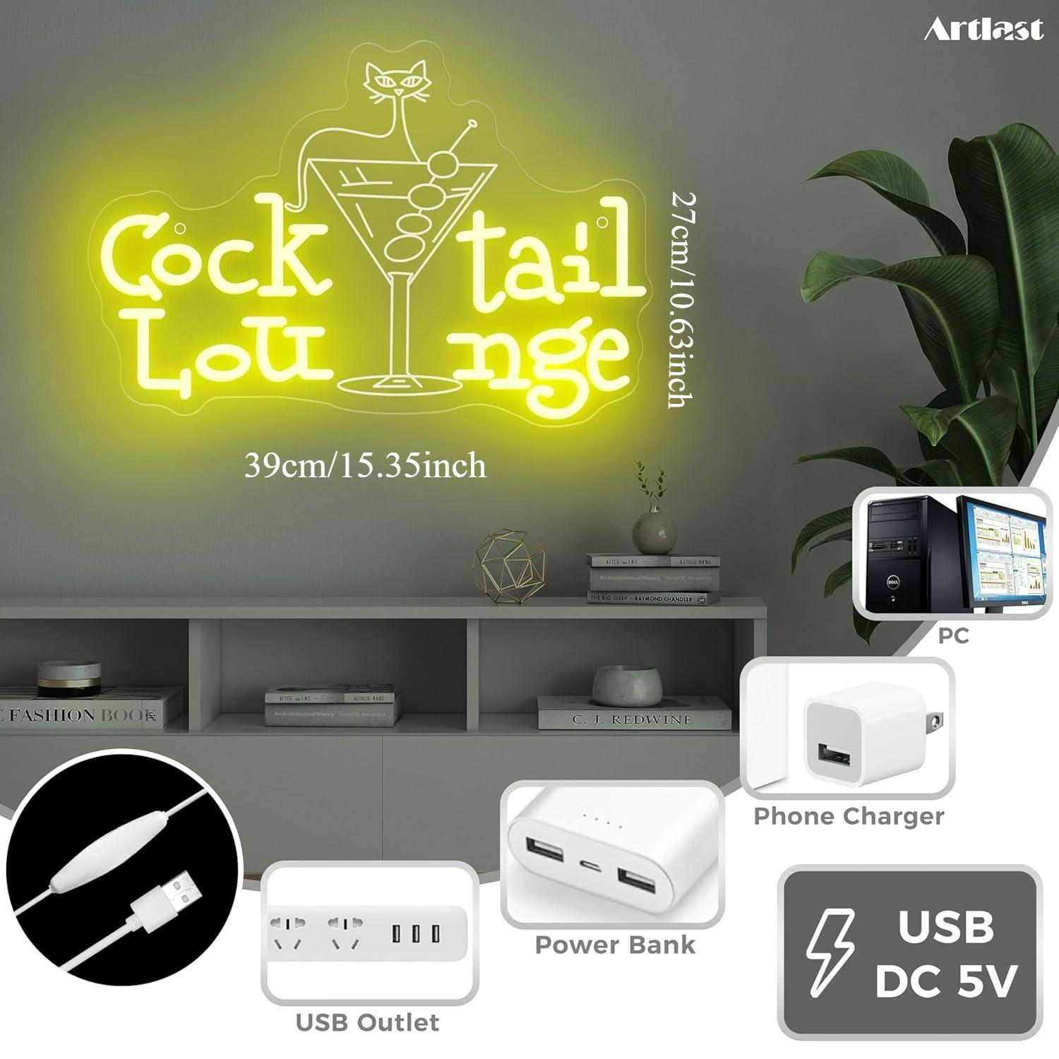 Cocktail Lounge Neon Sign Dimm - Home Bar Cafe 评论和价格